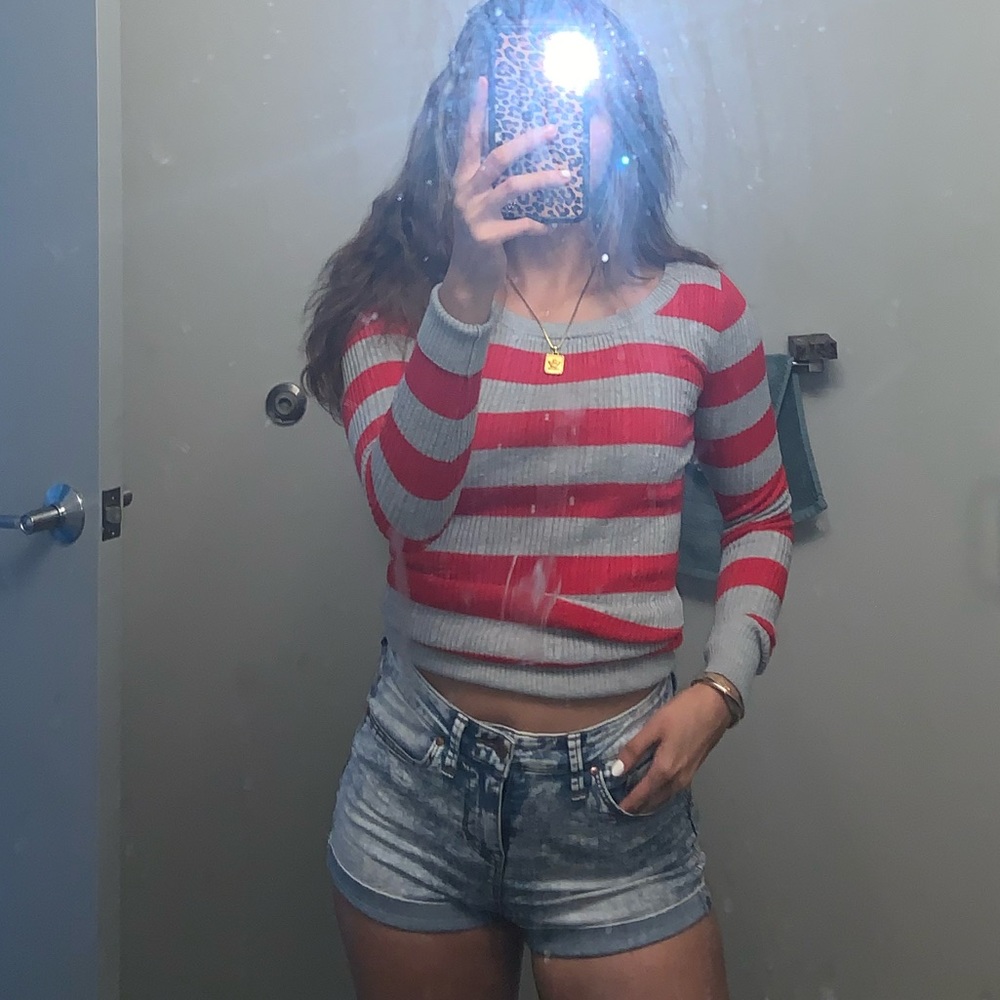 Stripped Sweater - Red and Grey